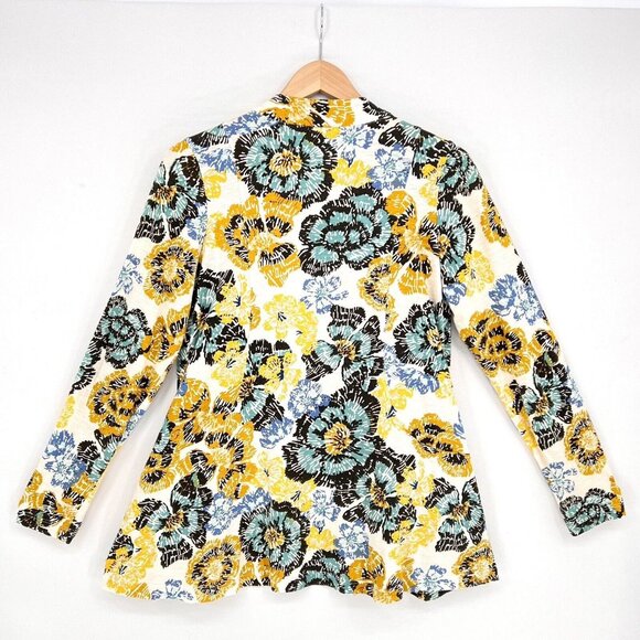 LOGO by Lori Goldstein Marble Dye Cotton Modal Cardigan Floral‎ M A305456 - Picture 6 of 8
